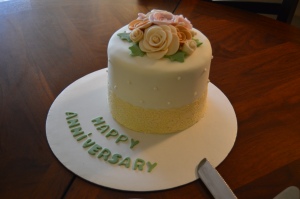 Our beautiful anniversary cake. It was as yummy as it was lovely. 