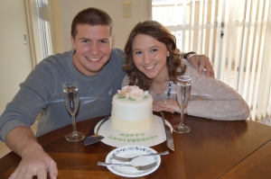 Dan and I with the cake. I won't lie... it was hard not to just dive in and eat it- ya'll are lucky we got photos of it. 